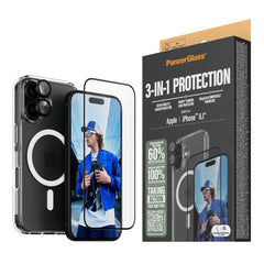 iPhone 16 PanzerGlass 3-i-1 Bundle m. EasyAligner - Cover / Skærmbeskyttelse (UWF) / Kamerabeskyttelse - Gennemsigtig / Sort