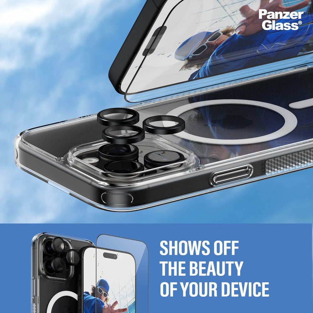 iPhone 16 Pro Max PanzerGlass 3-i-1 Bundle m. EasyAligner - Cover / Skærmbeskyttelse (UWF) / Kamerabeskyttelse - Gennemsigtig / Sort