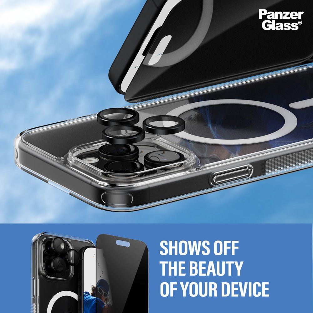 iPhone 16 Pro Max PanzerGlass 3-i-1 Bundle m. EasyAligner - Cover / Privacy Skærmbeskyttelse (UWF) / Kamerabeskyttelse - Gennemsigtig / Sort