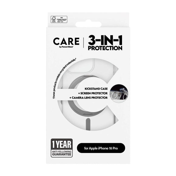 CARE by PanzerGlass iPhone 16 Pro 3-i-1 Ceramic Bundle - Gennemsigtig