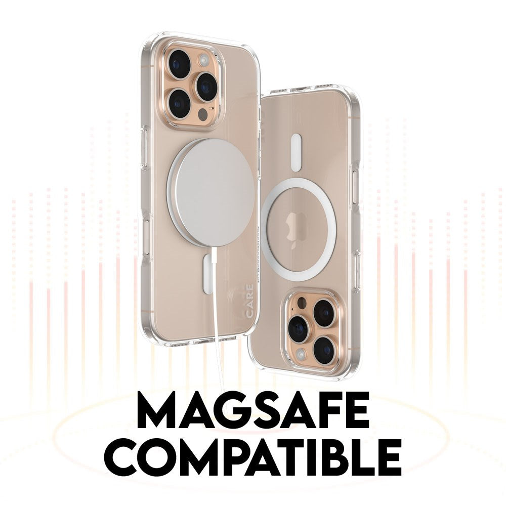 CARE By PanzerGlass iPhone 16 Pro  3-i-1 FLAGSHIP MagSafe Bundle - Cover / Skærmbeskyttelse (UWF) / Kamerabeskyttelse - Gennemsigtig / Hvid