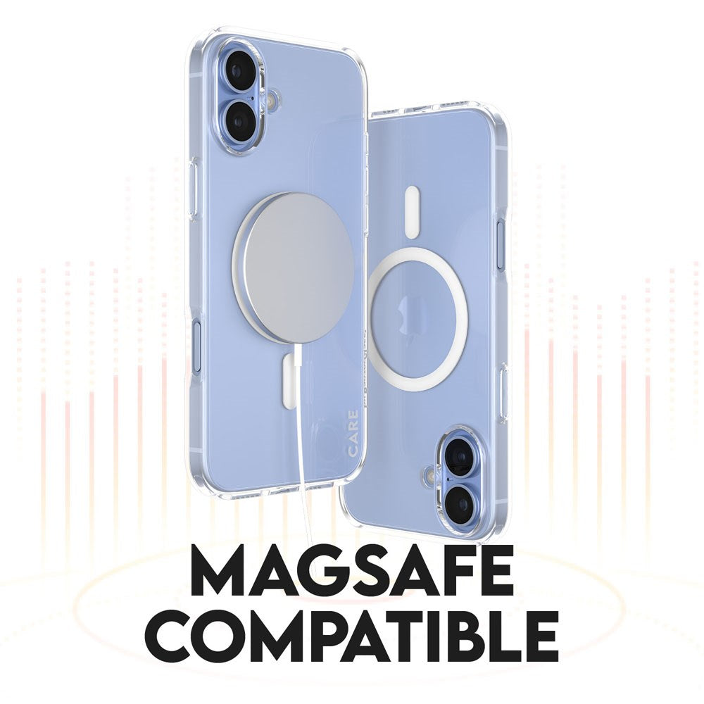 CARE By PanzerGlass iPhone 16 Plus 3-i-1 FLAGSHIP MagSafe Bundle - Cover / Skærmbeskyttelse (UWF) / Kamerabeskyttelse - Gennemsigtig / Hvid