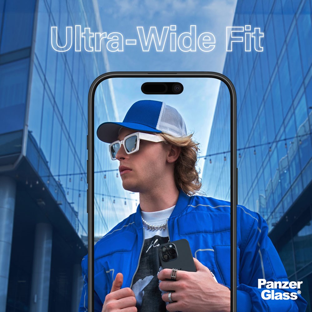 iPhone 16 Pro PanzerGlass 2-i-1 Bundle m. EasyAligner - Skærmbeskyttelse (UWF) / Kamerabeskyttelse - Gennemsigtig / Sort