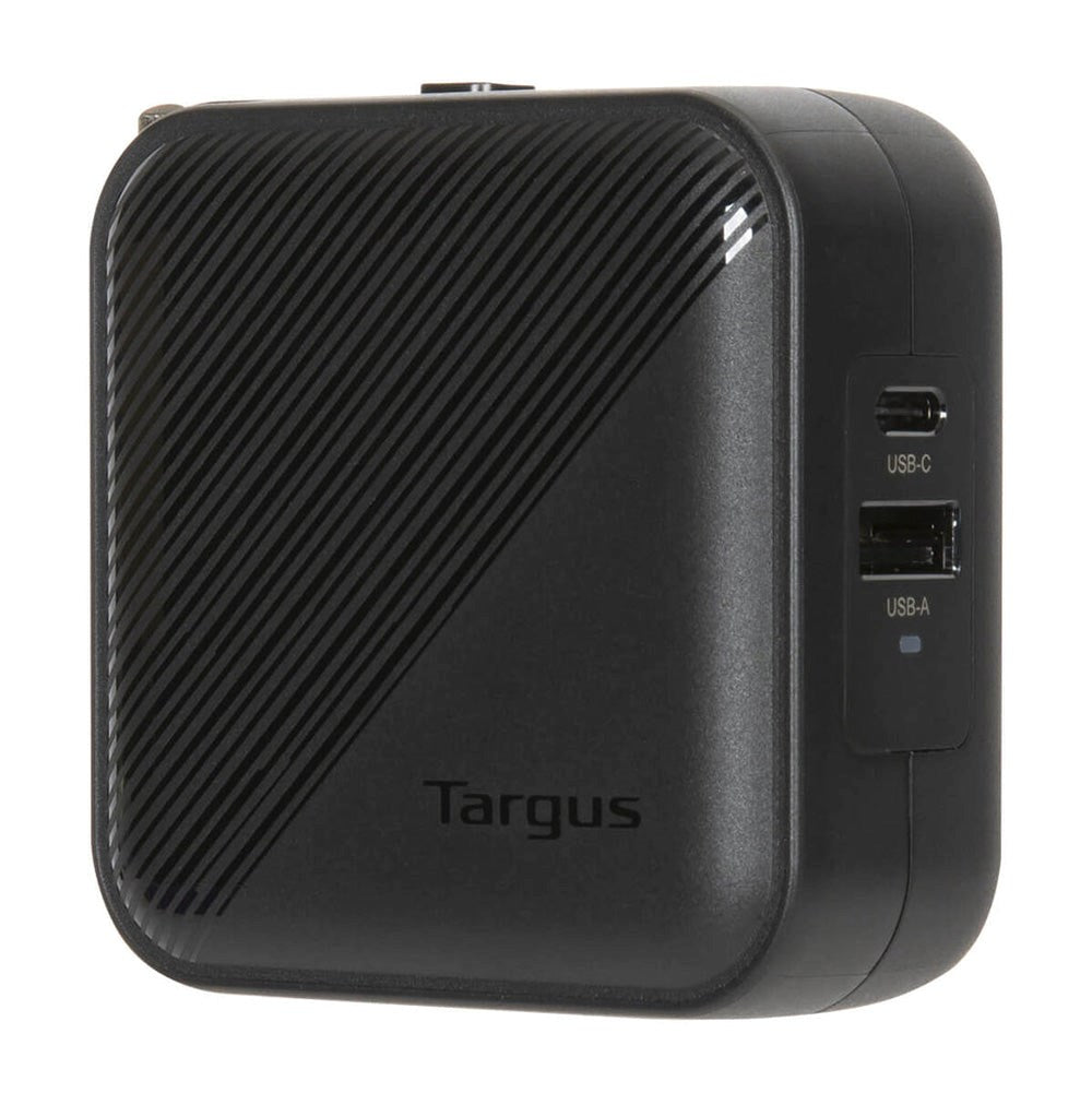 Targus GaN 65W PD Vægoplader m. USB-C, USB-A & Rejseadapter - Sort