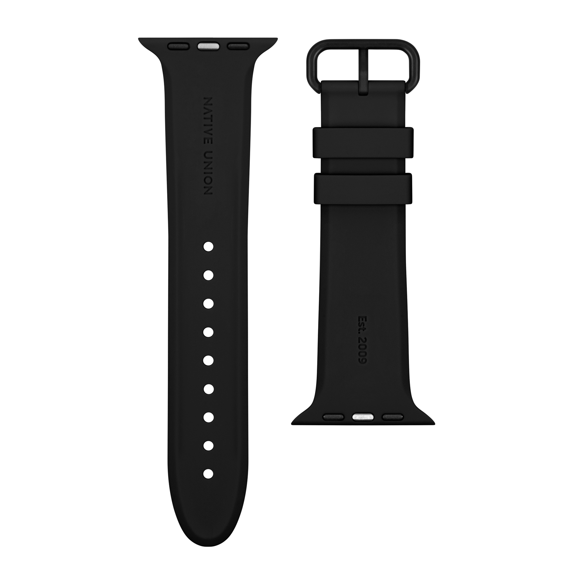 Apple Watch (42/44/SE/45/46/49mm) Native Union Curve Strap Black Silikone Rem - Sort