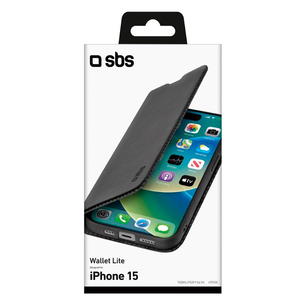 SBS iPhone 15 Wallet Lite Cover - Sort