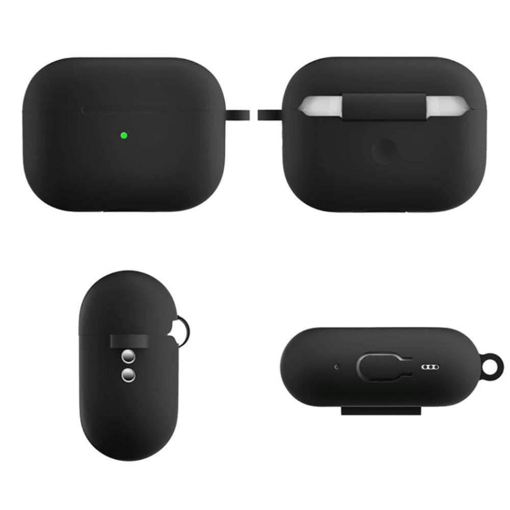 Apple Airpods Pro 2nd Gen (2022) Silikone Cover m. Karabinhage - Sort