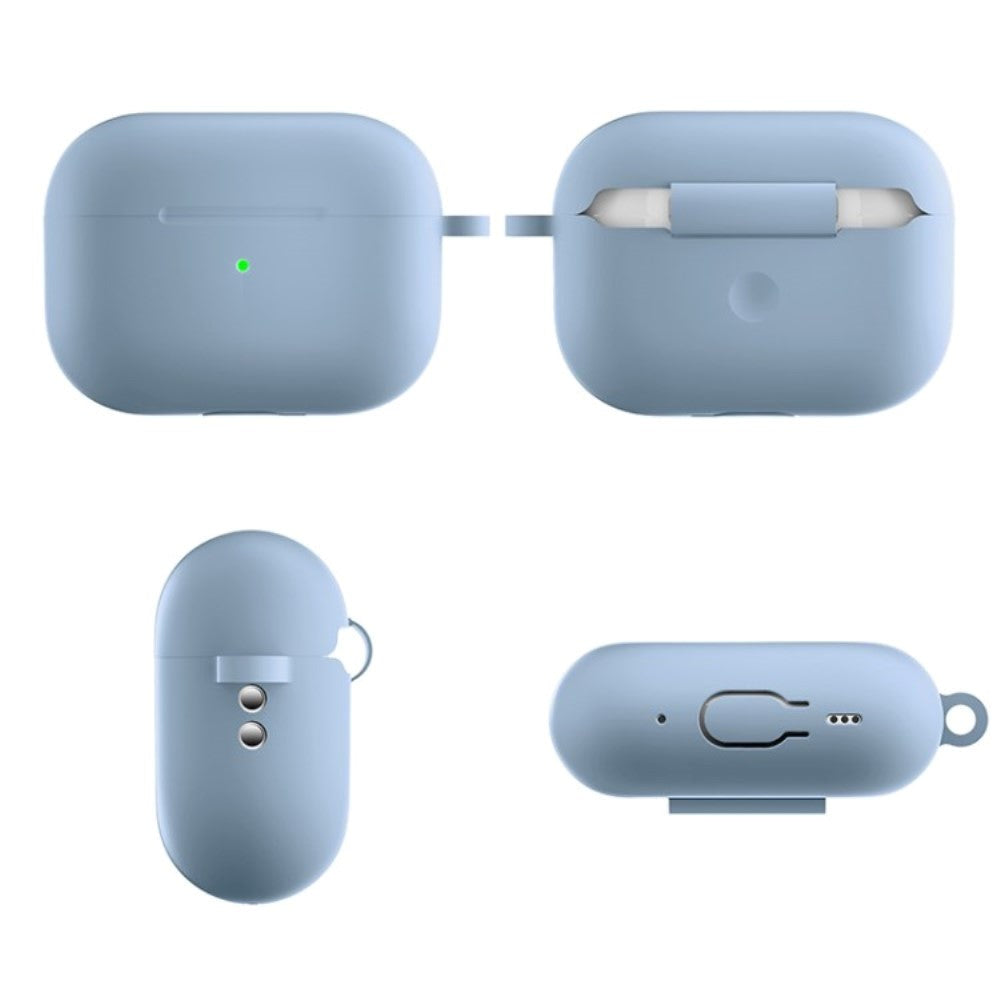 Apple Airpods Pro 2nd Gen (2022) Silikone Cover m. Karabinhage - Lyseblå