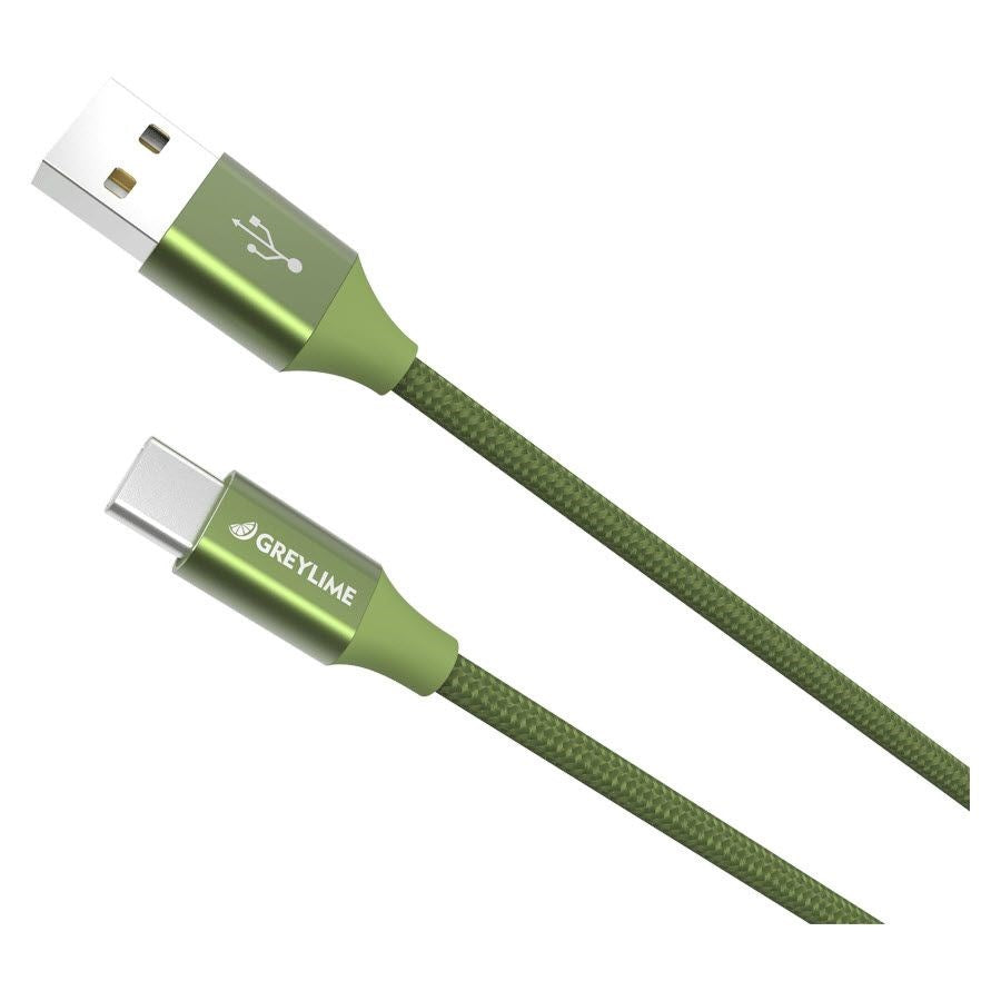 GreyLime Braided (3A/15W) USB-C Kabel 2 m. - Grøn