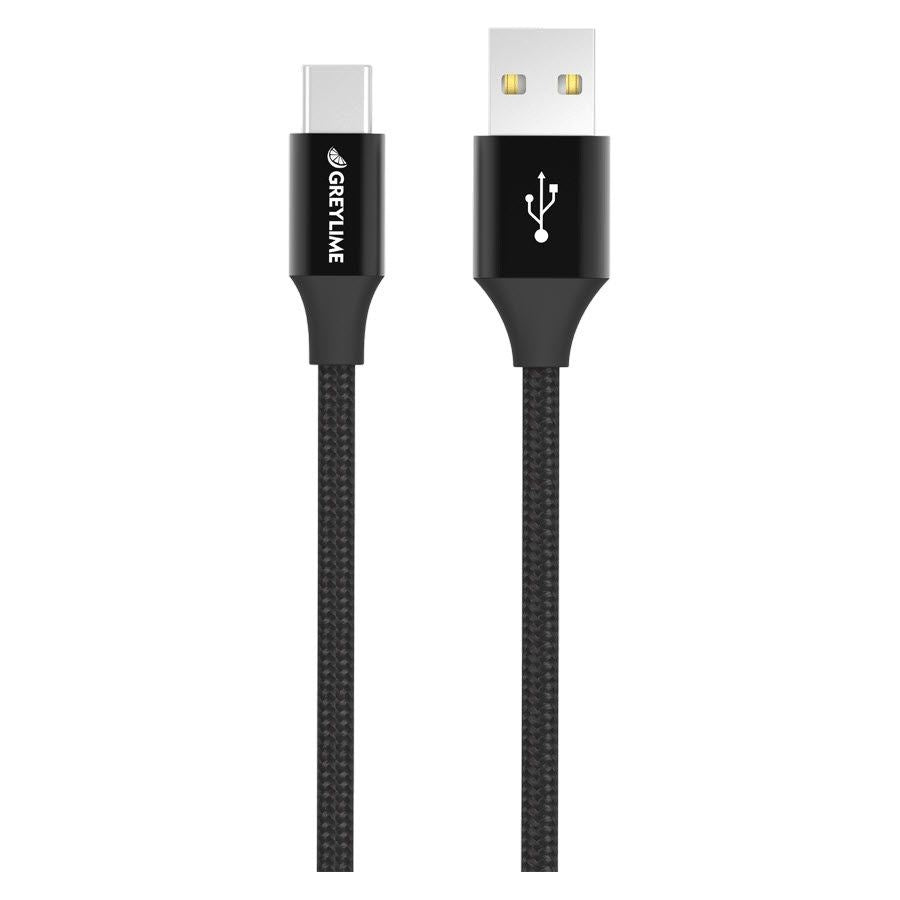 GreyLime Braided (3A/15W) USB-C Kabel 1 m. - Sort