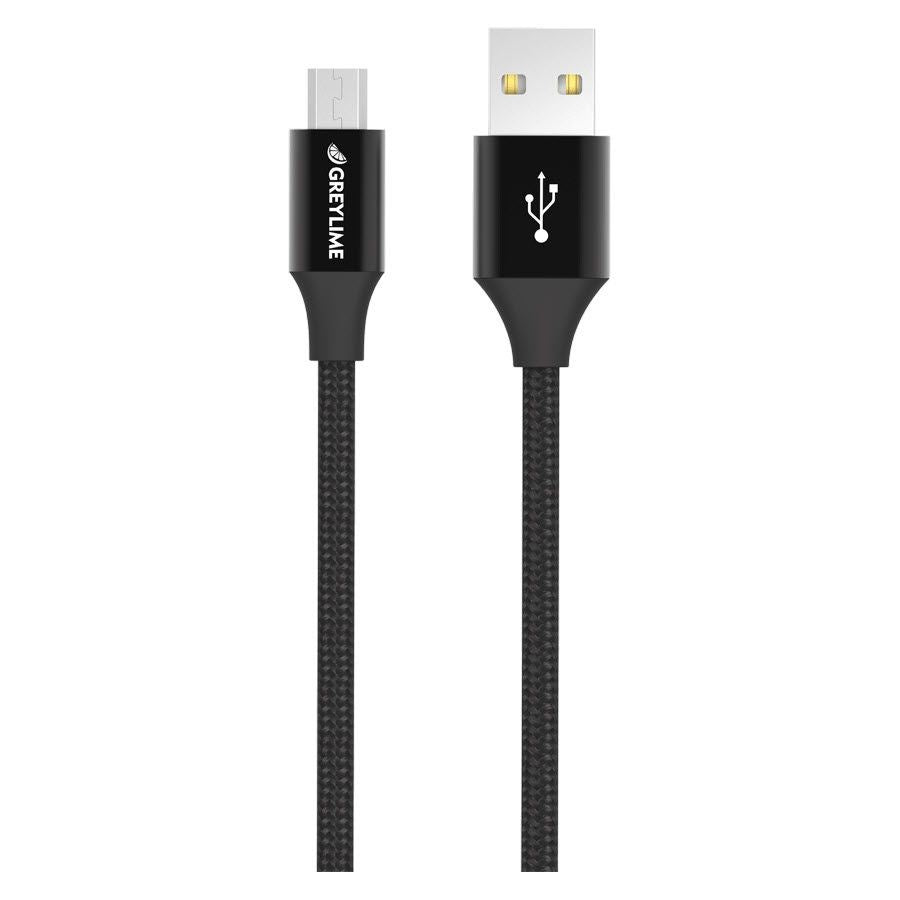 GreyLime Braided USB-A til Micro USB Kabel 1 m. - Sort