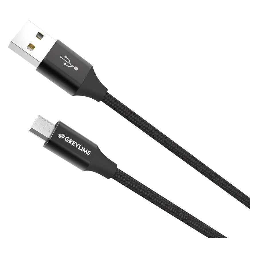 GreyLime Braided USB-A til Micro USB Kabel 1 m. - Sort