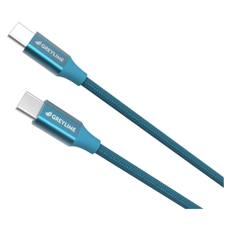 GreyLime 60W Braided USB-C til USB-C Kabel 2 m - Blå