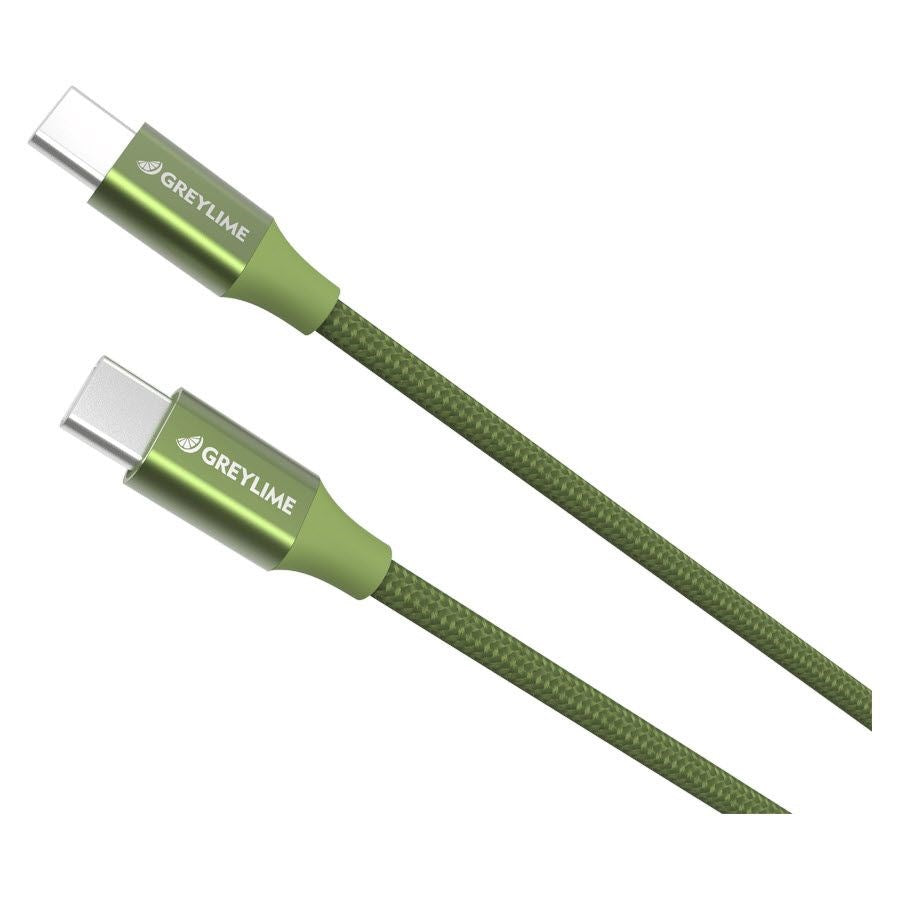 GreyLime Braided USB-C til USB-C Kabel 1 m - Grøn