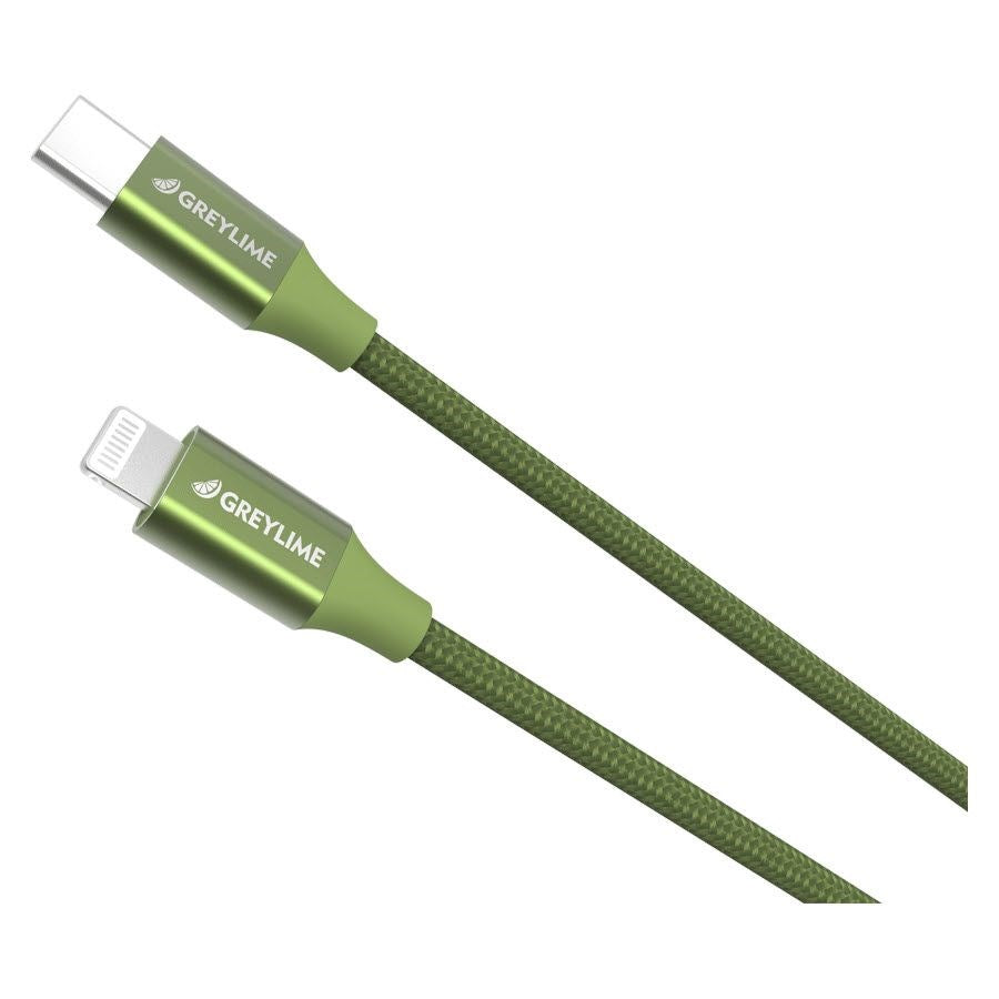 GreyLime 18W Braided USB-C til Lightning Kabel 2 m. - Grøn