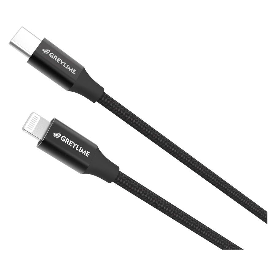 GreyLime 18W Braided USB-C til Lightning Kabel 2 m. - Sort