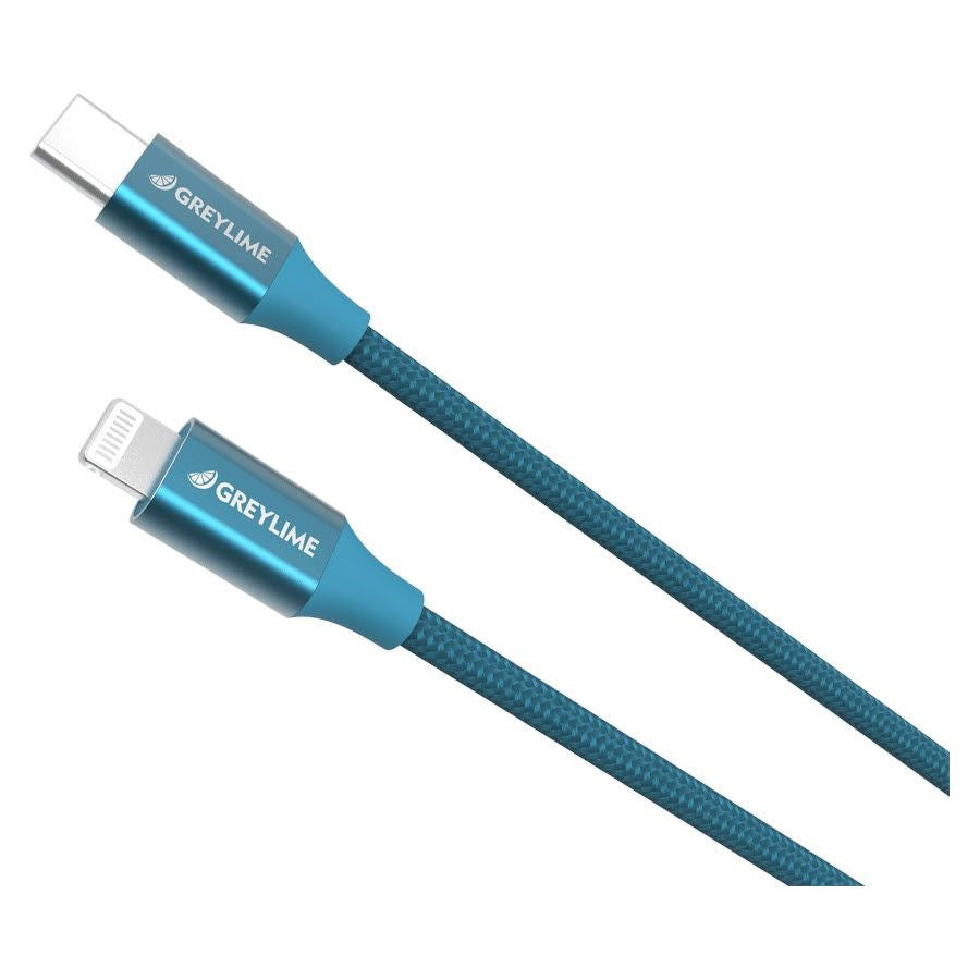 GreyLime 18W Braided USB-C til Lightning Kabel 2 m. - Blå