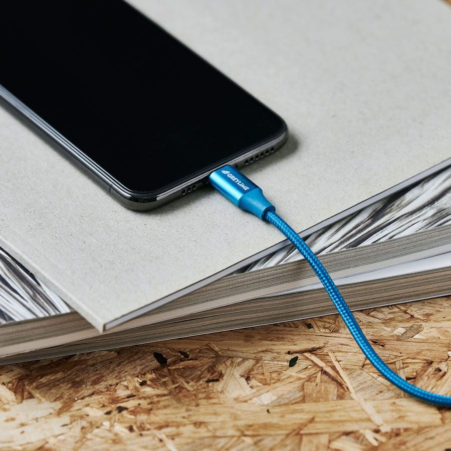 GreyLime 18W Braided USB-C til Lightning Kabel 2 m. - Blå