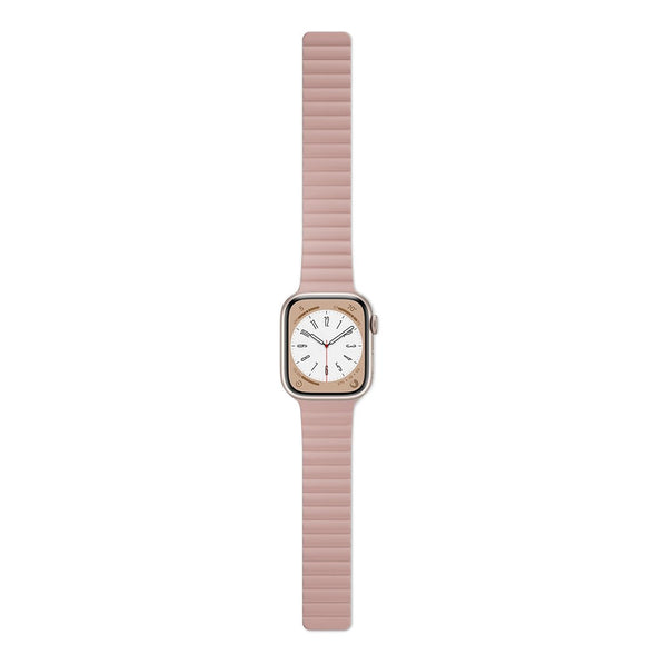 Apple Watch (42/44/SE/45/46/49mm) Epico Magnetisk Silikone Rem - Lyserød / Grå