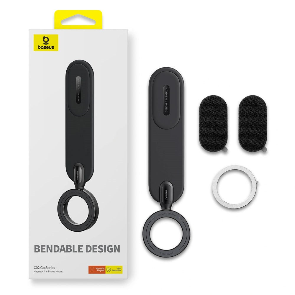 Baseus C02 Go Fleksibel Mobilholder til Bil - Instrumentbræt - MagSafe Kompatibel - Sort