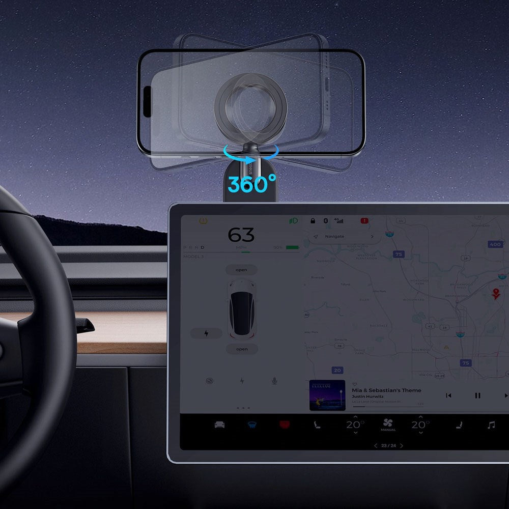 Baseus C02 Go Fleksibel Mobilholder til Bil - Instrumentbræt - MagSafe Kompatibel - Sort