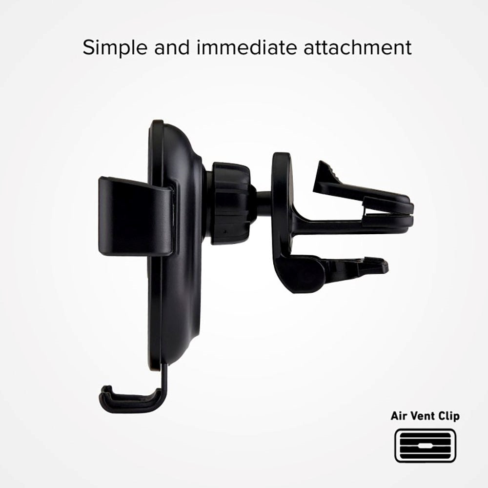 SBS Mobilholder til Ventilation m. Trådløs Opladning 10W - Max Mobil: 85mm - Sort