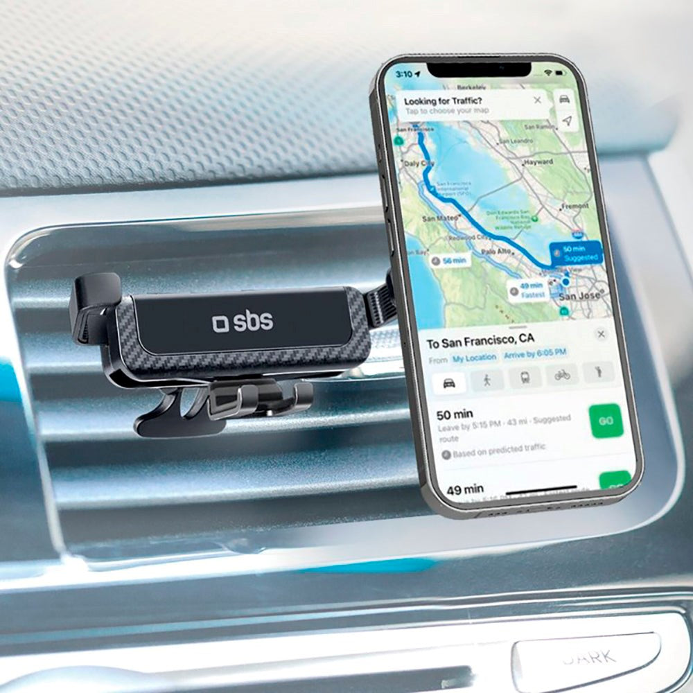 SBS New Jersey Gravity Mobilholder til Ventilation - Max Mobil: 105 x 35mm - Sort