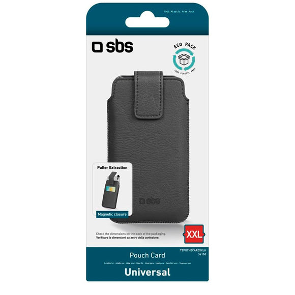 SBS Universal Sleeve m. Kortlomme - (Maks. Mobil: 158 x 78 x 8 mm) - Sort