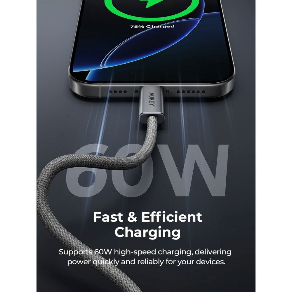 Aukey CB-DCC061 Circlet Blink 60W USB-C til USB-C Kabel - 1m - Grå