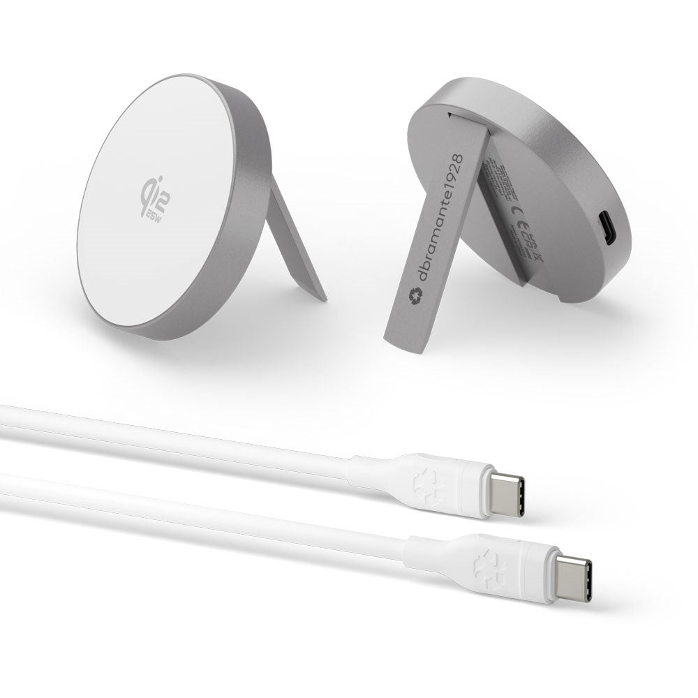 dbramante1928 Qi2 25W Trådløs Magnetisk Oplader m. Ståfunktion - MagSafe Kompatibel - Aluminium