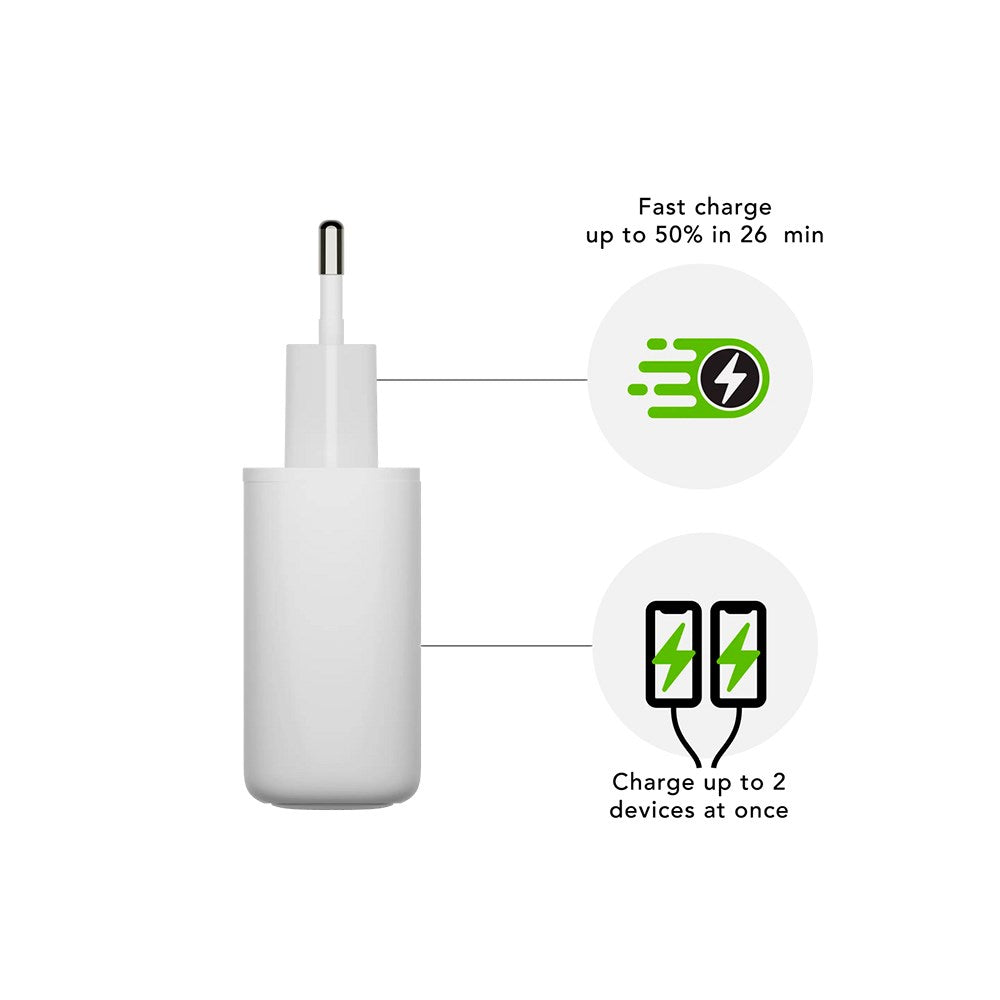 dbramante1928 EU Vægoplader - 2 x USB-C 20W - Hvid