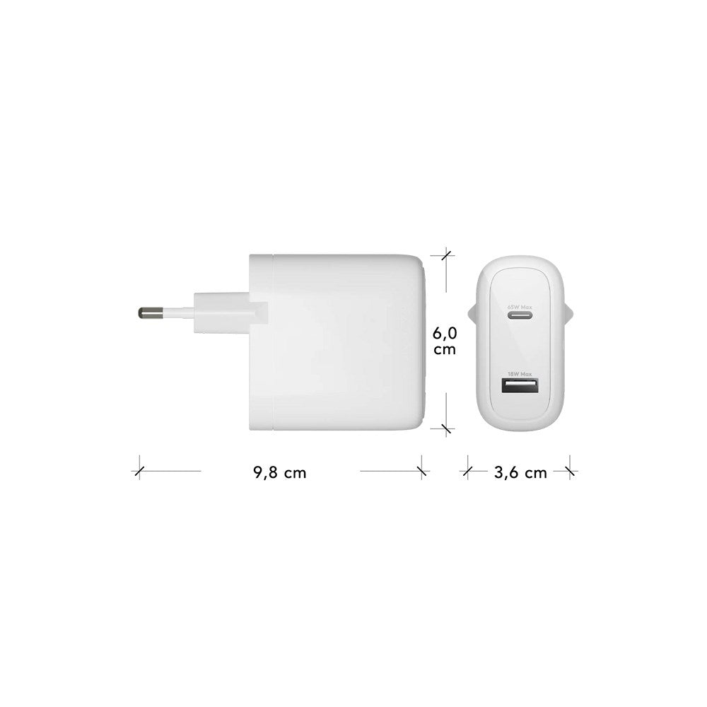 dbramante1928 EU Vægoplader - 1 x USB-C 65W/1 x USB-A 18W - Hvid