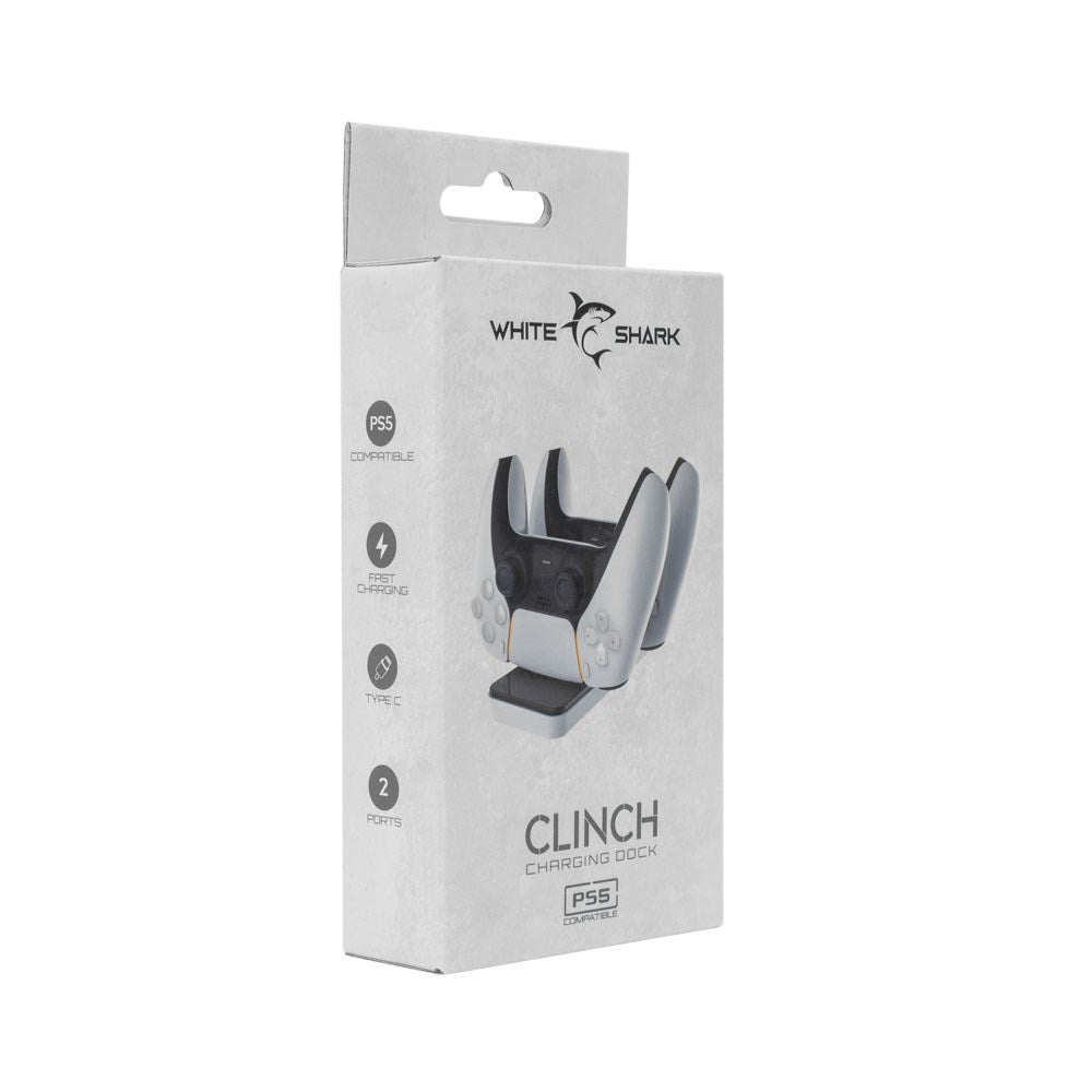White Shark CLINCH PS5 Controller Ladestander - Sort