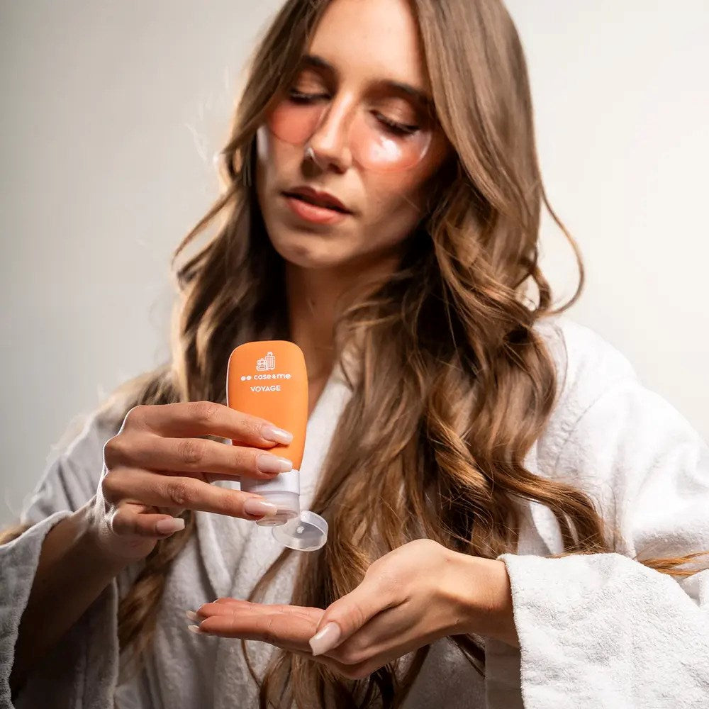 Case&Me Silikone Rejseflaskesæt - 2 stk - Orange / Sort