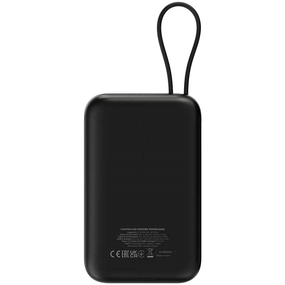 Canyon OnPower 101 22.5W PowerBank - 10.000 mAh - Sort
