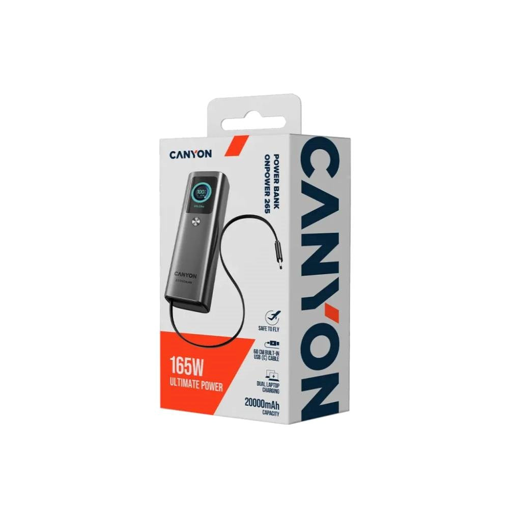 Canyon OnPower 265 PowerBank - 165W / 20.000 mAh - Grå