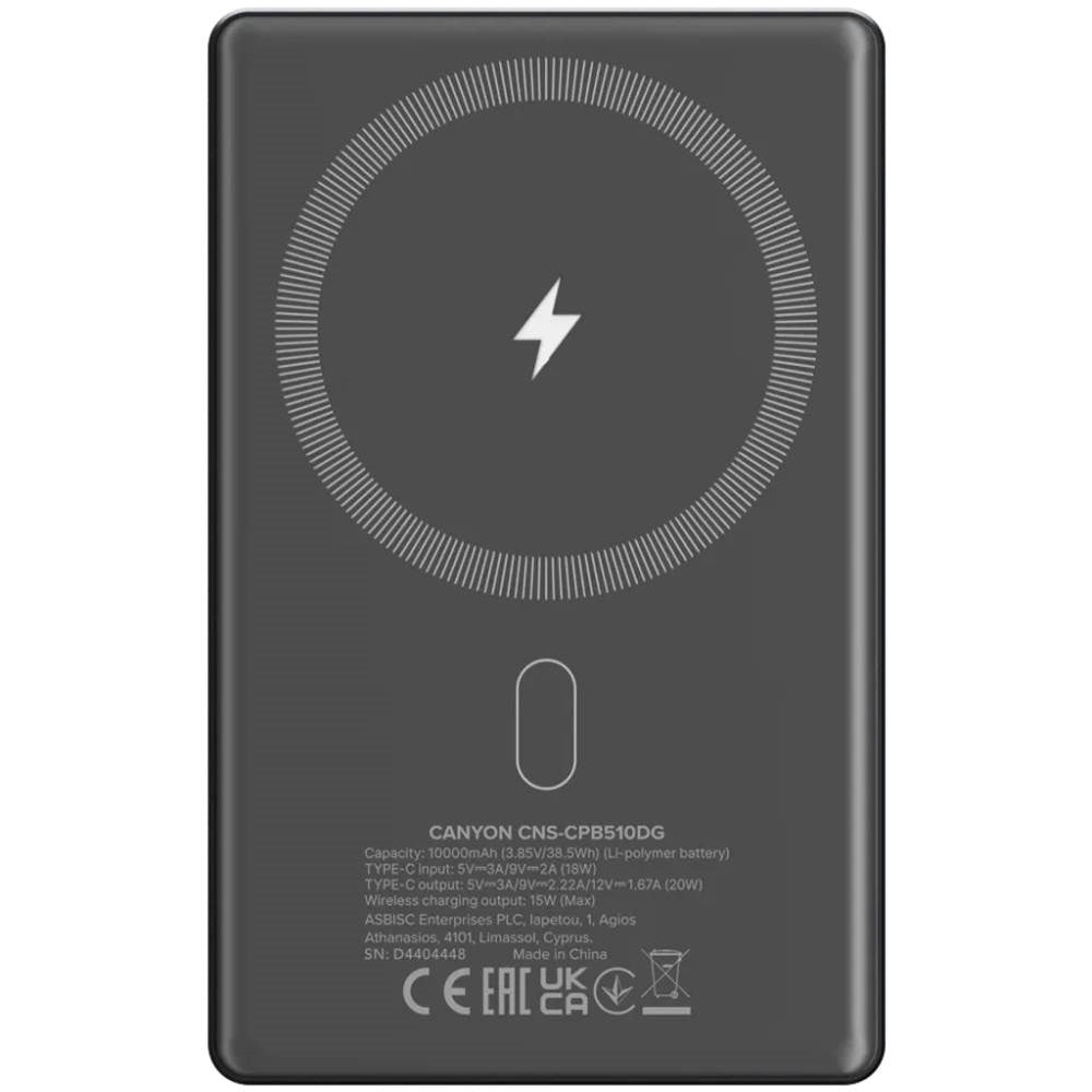 Canyon OnPower 510 10.000 mAh PowerBank - MagSafe Kompatibel - Grå