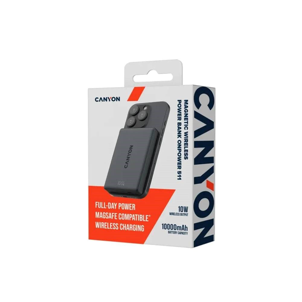 Canyon OnPower 511 10.000 mAh PowerBank - MagSafe Kompatibel - Sort