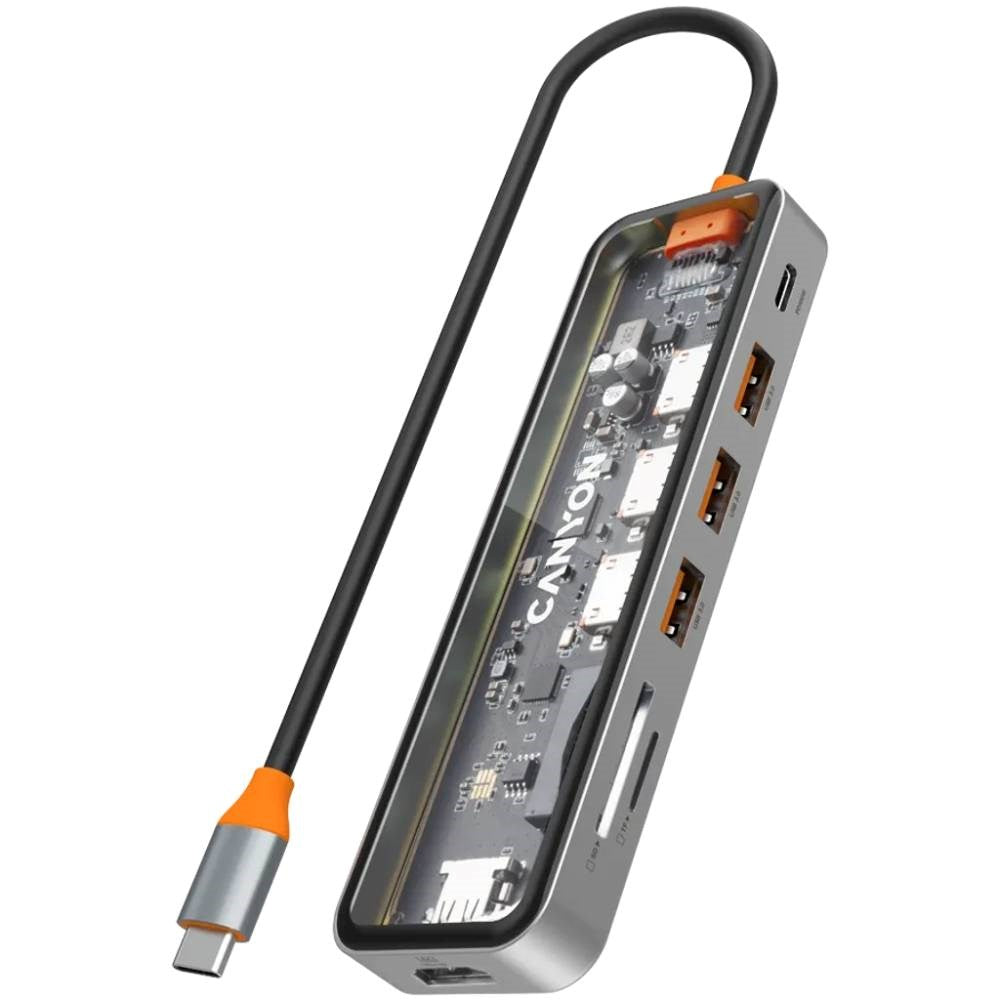 Canyon DS13 100W 7-i-1 USB-C Hub - Grå