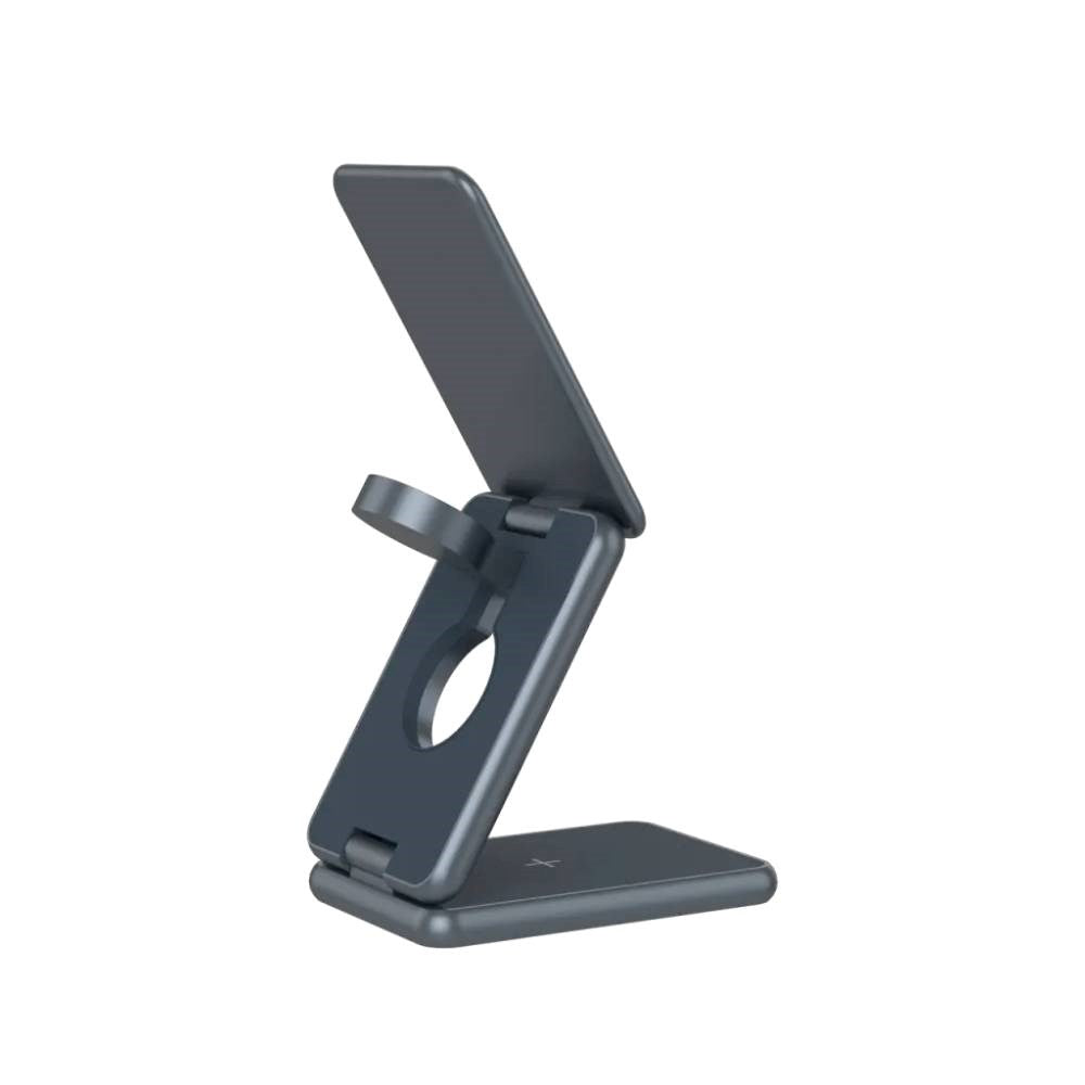 Canyon OnCharge 309 3-i-1 15W Foldbar Trådløs Oplader - Qi / MagSafe Kompatibel - Grå