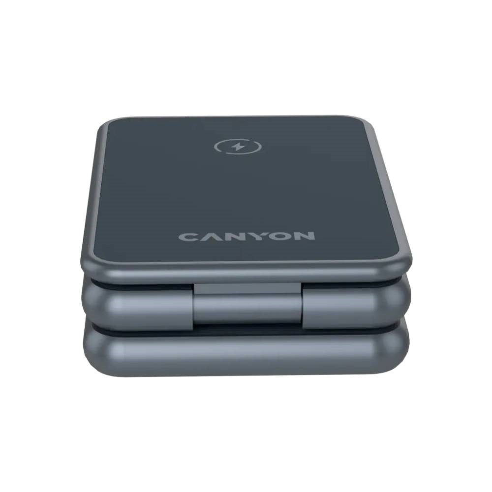 Canyon OnCharge 309 3-i-1 15W Foldbar Trådløs Oplader - Qi / MagSafe Kompatibel - Grå