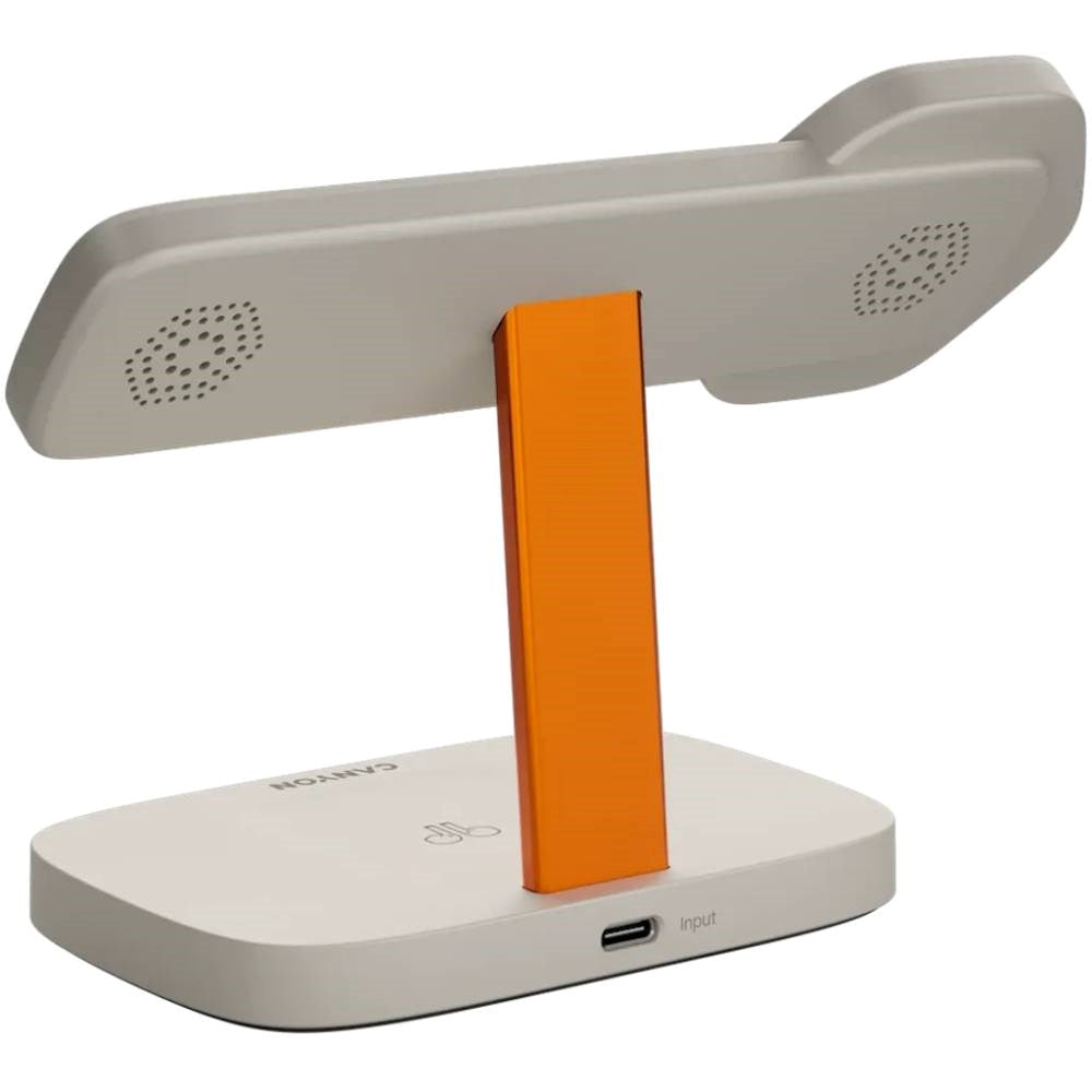 Canyon Hexagon 15W 3-i-1 Trådløs Oplader - Qi / MagSafe Kompatibel - Beige / Orange