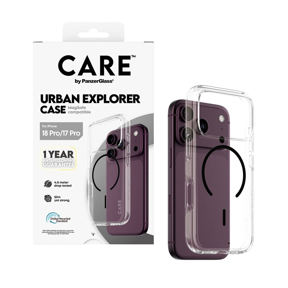 iPhone 18 Pro / 17 Pro CARE by PanzerGlass FLAGSHIP Urban Explorer Case - MagSafe Kompatibel - Transparent / Black