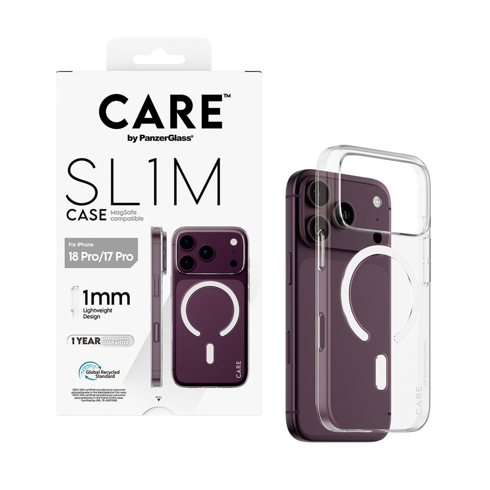 iPhone 18 Pro / 17 Pro CARE by PanzerGlass SL1M Case - MagSafe Kompatibel - Gennemsigtig