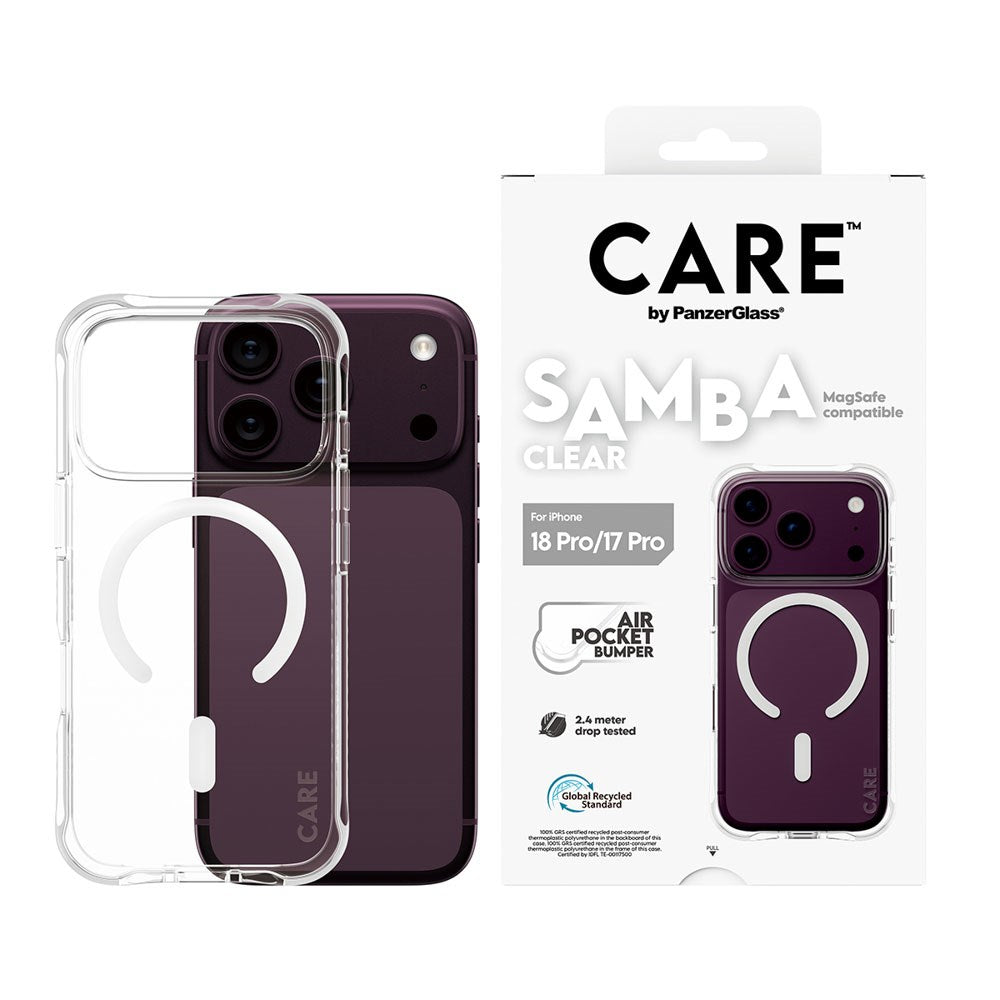 iPhone 18 Pro / 17 Pro CARE by PanzerGlass Fashionable Samba Case - MagSafe Kompatibel - Gennemsigtig