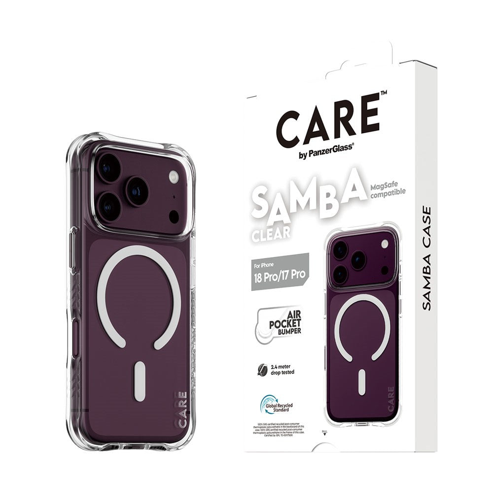 iPhone 18 Pro / 17 Pro CARE by PanzerGlass Fashionable Samba Case - MagSafe Kompatibel - Gennemsigtig