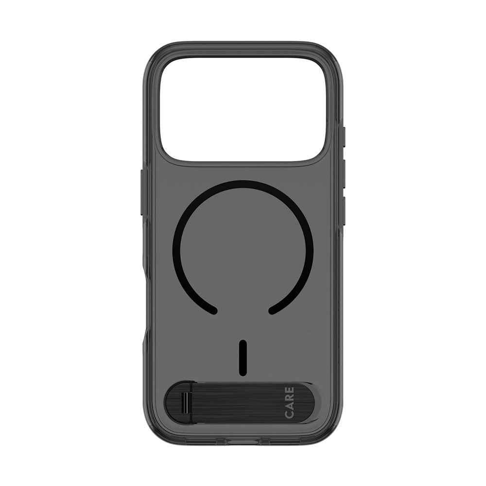 iPhone 18 Pro / 17 Pro CARE by PanzerGlass Feature Kickstand Case - MagSafe Kompatibel - Sort / Gennemsigtig