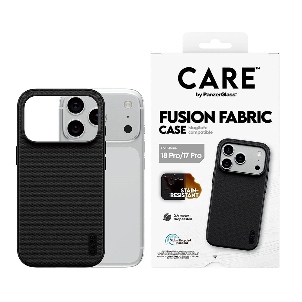 iPhone 18 Pro / 17 Pro CARE by PanzerGlass Fusion Fabric Cover - MagSafe Kompatibel - Sort