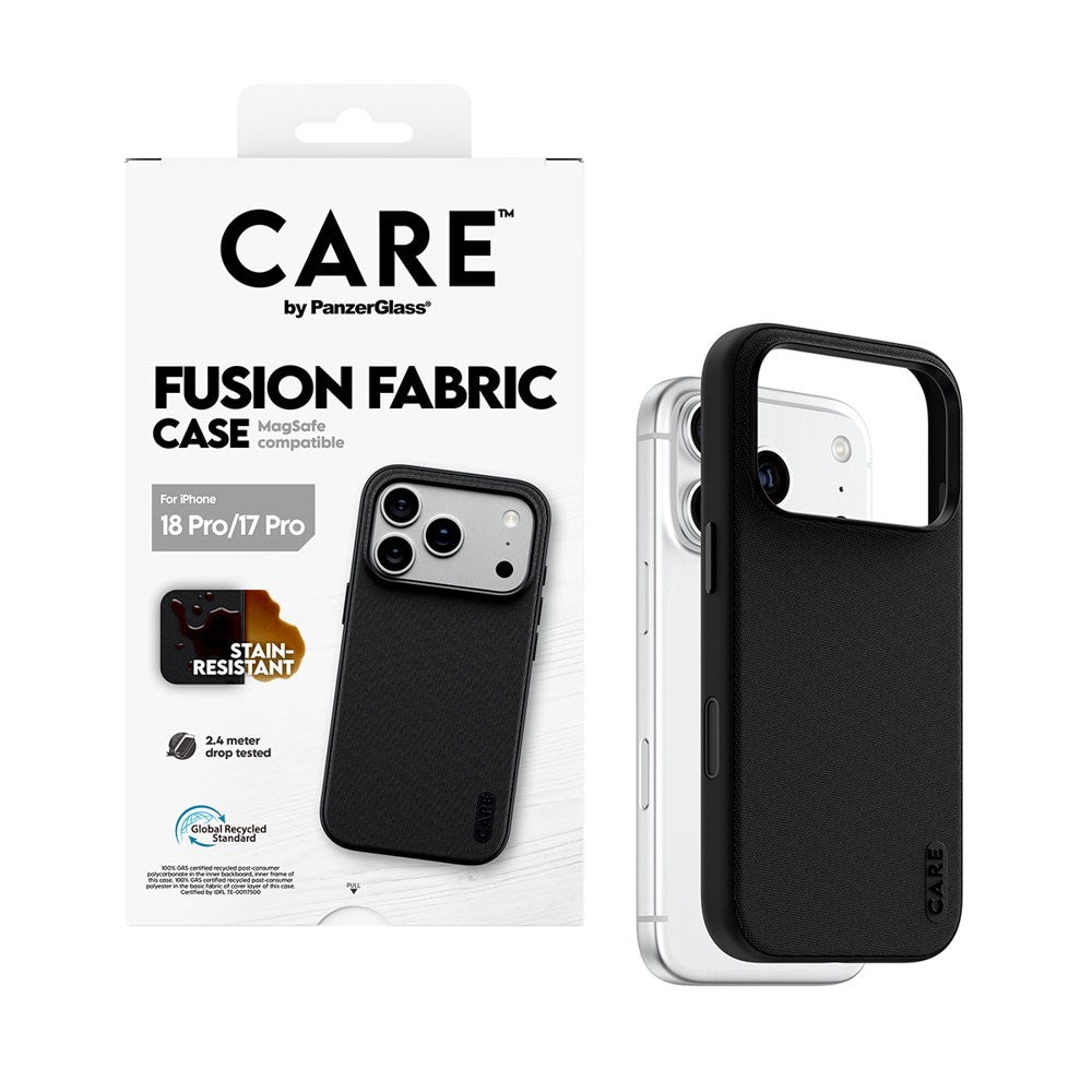 iPhone 18 Pro / 17 Pro CARE by PanzerGlass Fusion Fabric Cover - MagSafe Kompatibel - Sort