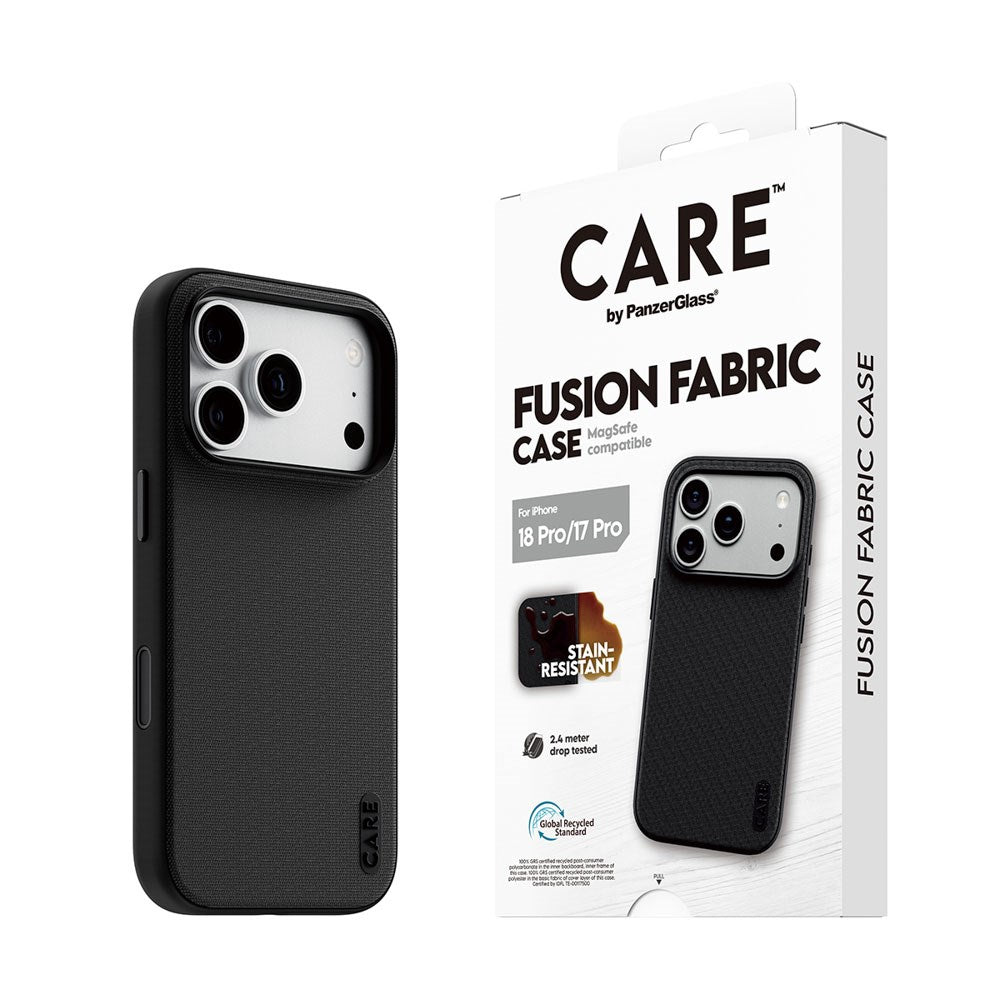 iPhone 18 Pro / 17 Pro CARE by PanzerGlass Fusion Fabric Cover - MagSafe Kompatibel - Sort